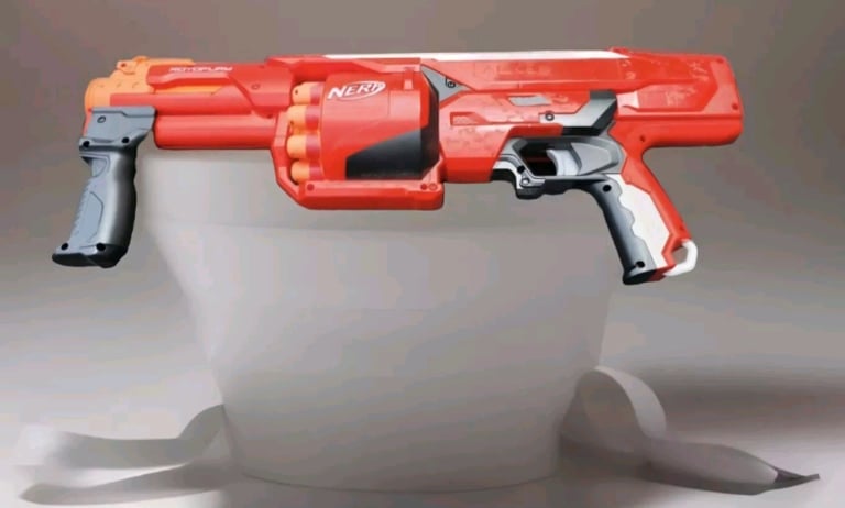 NERF Mega Rotofury Pump Action Revolver Gun & Bullets fully working