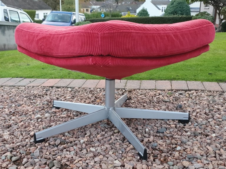 Vintage 80s ikea mila footstool in red cord. 