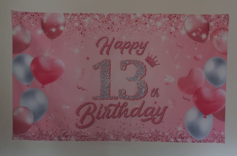image for FABRIC 13TH BIRTHDAY BANNER ( 180 CM X 110CM)