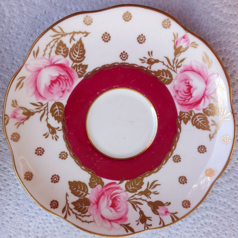 Foley China cup and saucer set, red and gold pattern