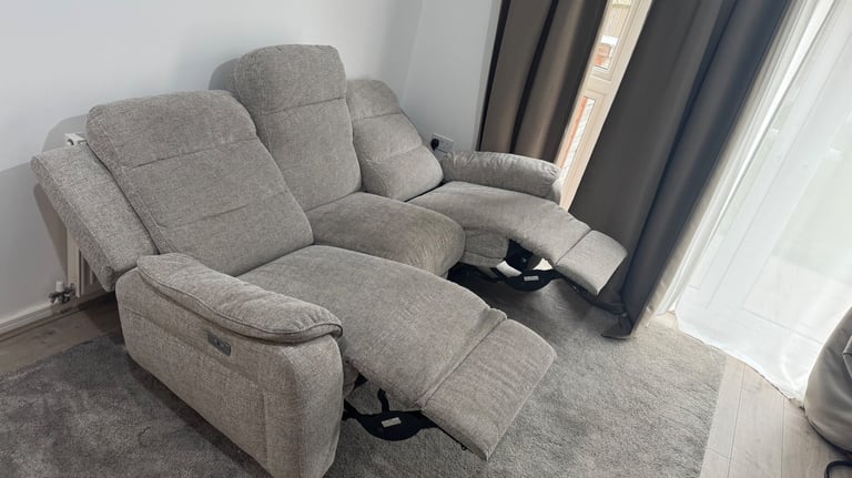 image for Phoenix 3 Seater Electric Power Recliner- Oatmeal Fabric