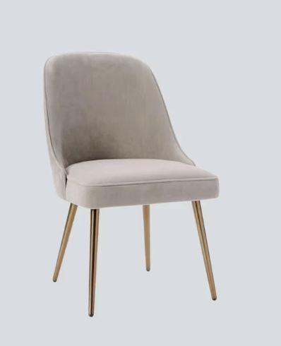 (Set of 4) West Elm Mid-Century Dining Chairs | Grey Velvet Gold Legs
