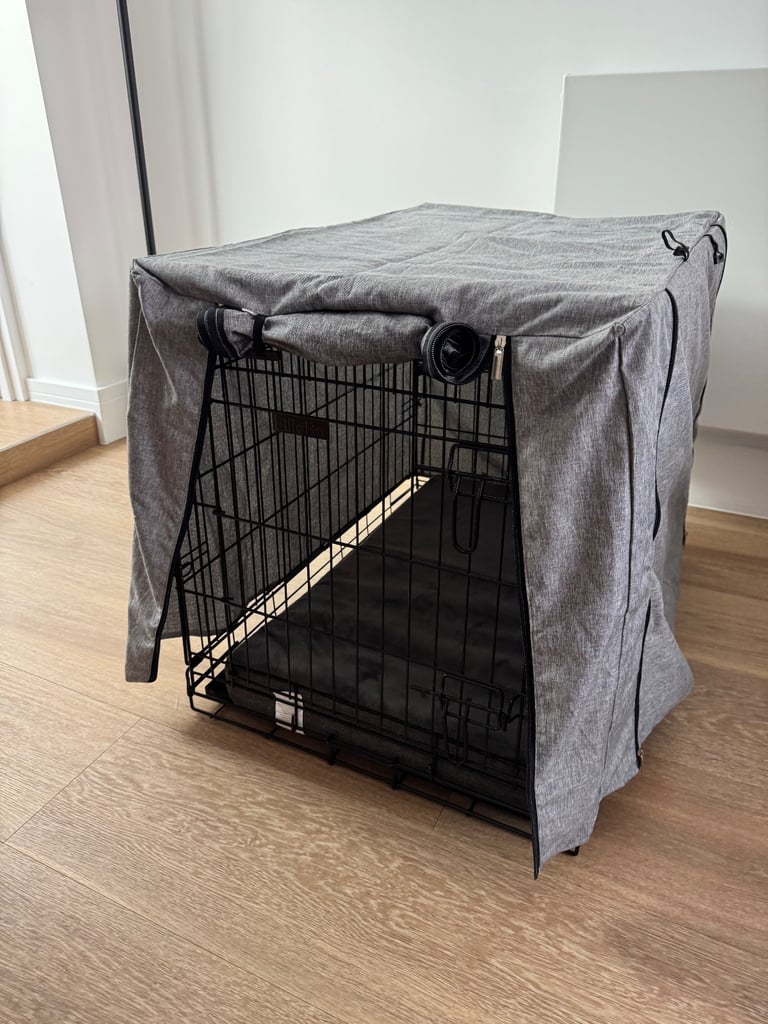 Foldable dog crate Medium Size, cover and memory foam cushion