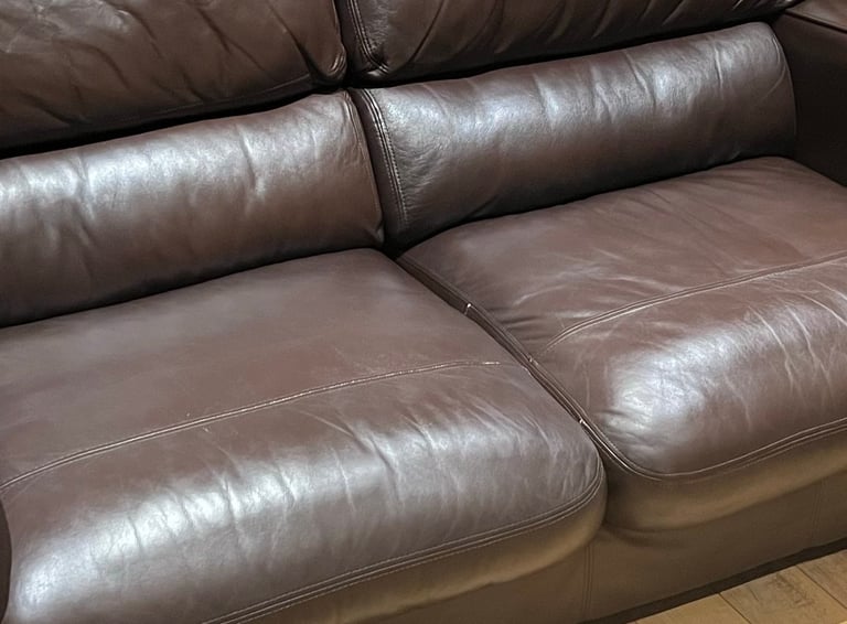 Set of two brown leather sofas (John Lewis) | in Kilsyth, Glasgow | Gumtree