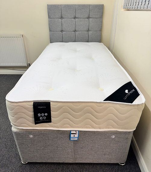 Single 3ft Divan Fabric Bed With Mattress and Storage Drawers 