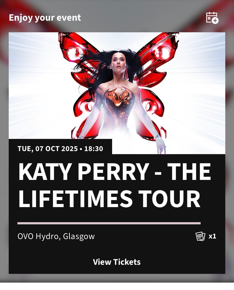 image for 1 x Katy Perry Ticket Seated Glasgow 
