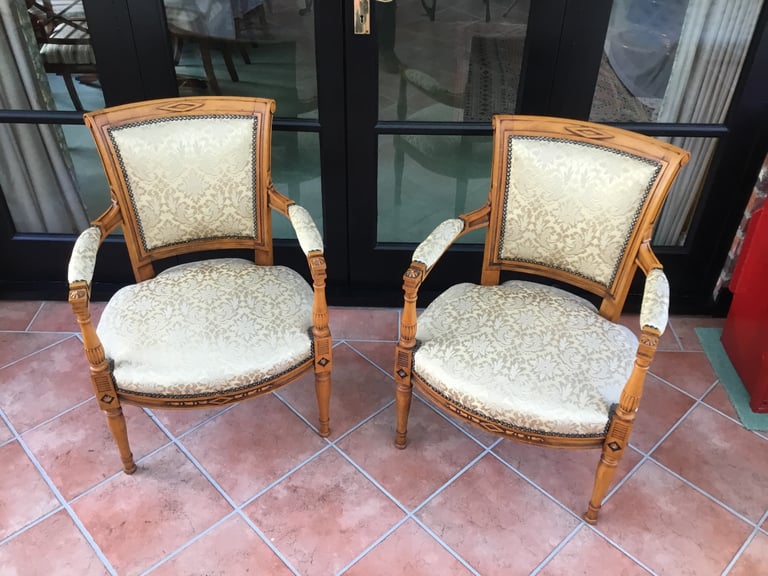image for Pair of Antique French Carved Fauteuils Armchairs
