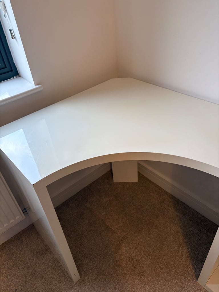 NEXT white gloss corner office study desk 