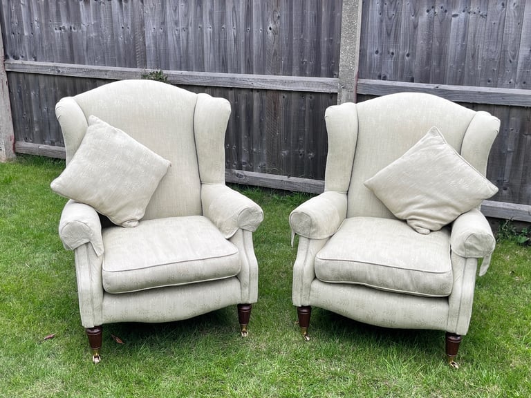 Laura Ashley 2 Seater Sofa 2 Wingback Chairs & Storage Footstool Possible Delivery 