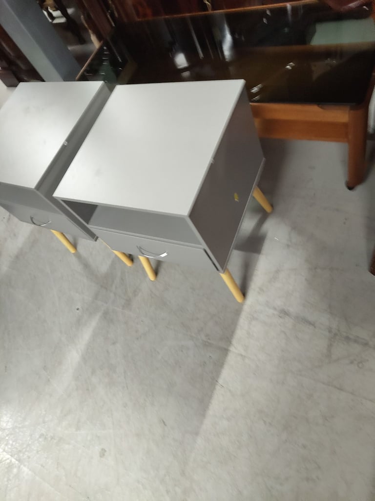 Modern grey bedside cabinet s x2 