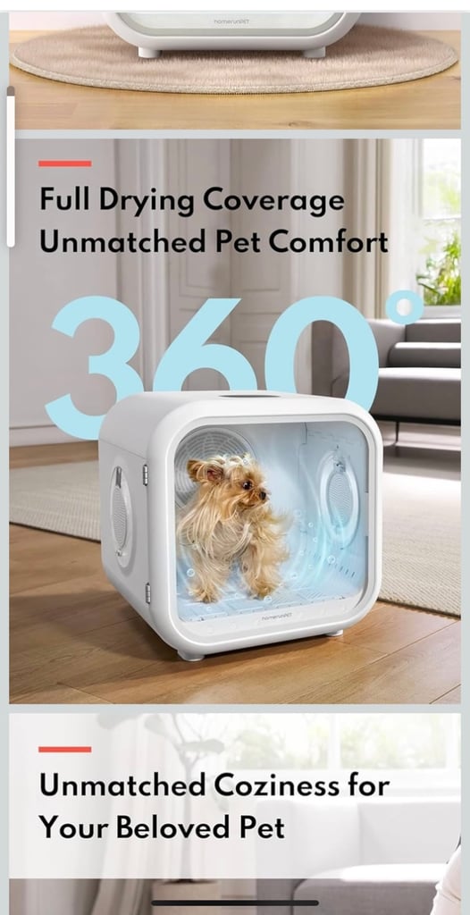 New- HomeRunPet Drybo Plus Automatic Pet Dryer Box - Ultra Quiet, Smart Temperature Control, 50Litre