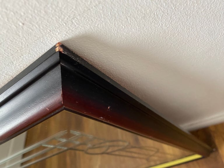 Large heavy etched rectangular mirror with Art Nouveau / Charles Rennie Mackintosh style design