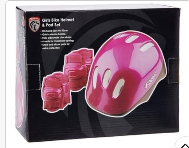 image for Girls' Bike Helmet and Pads Set by Riderz Fits Head Size 48-52cm PINK