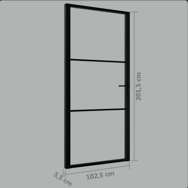 Interior Door 76x201.5 cm Black ESG Glass and Aluminium vidaXL