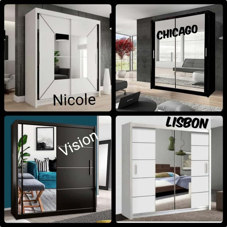 203cm Wardrobe, 180cm,150cm Sliding Doors Wardrobes, 2, 3 Doors Wardrobes, High Gloss Wardrobes 