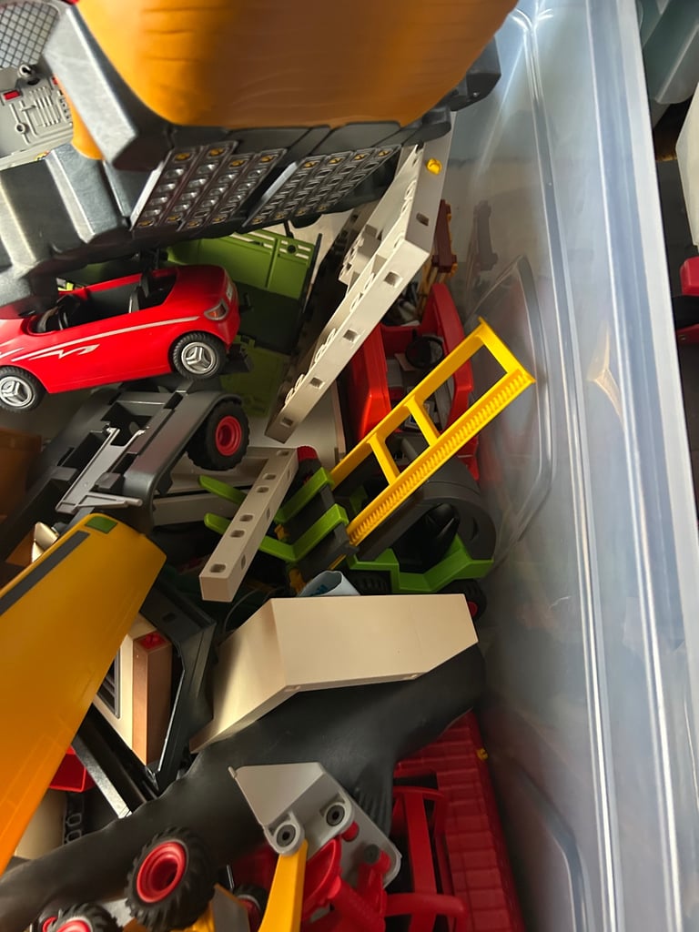 Huge collection of Playmobil. Barge. Caravan trucks crane boats tractors 