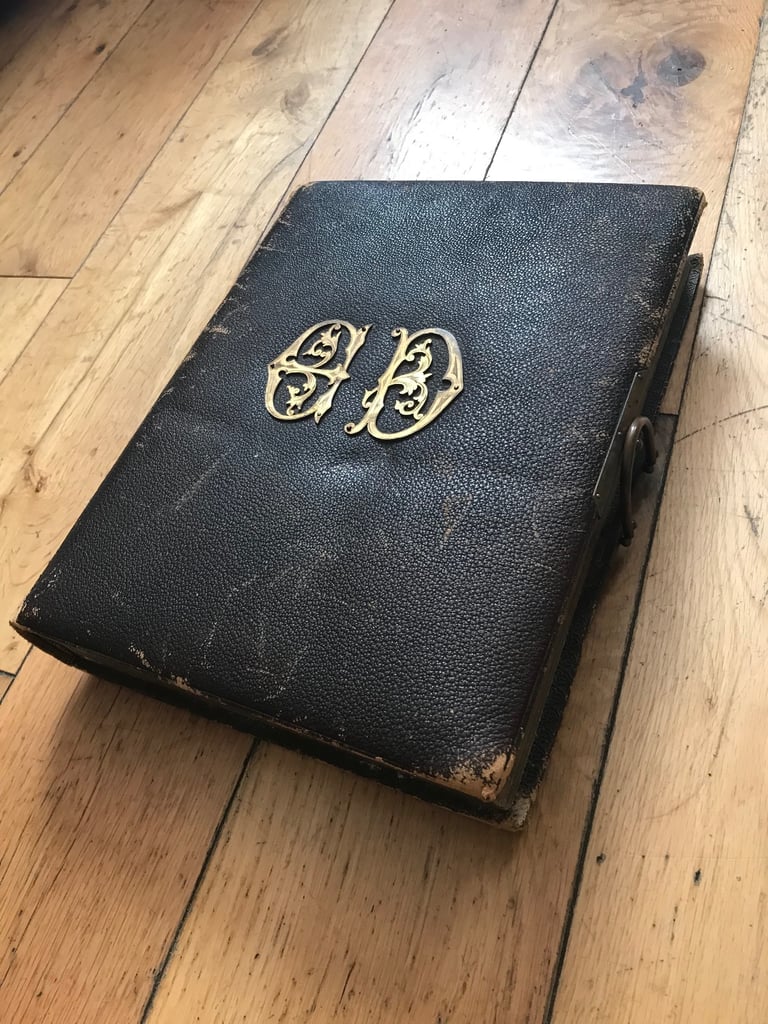 image for Antique book photo album with photographs circa 1880 19th century rare royal connections ? London
