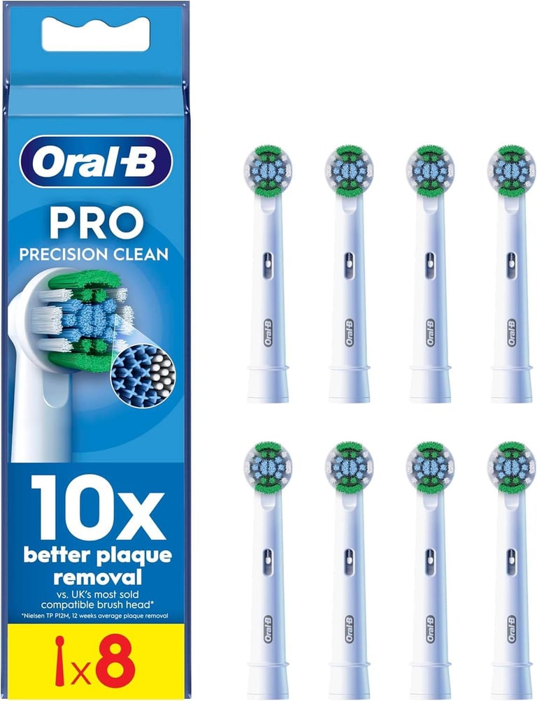 image for Oral-B Pro Precision Clean Electric Toothbrush Head for Pack of 8 Toothbrush Heads, White
