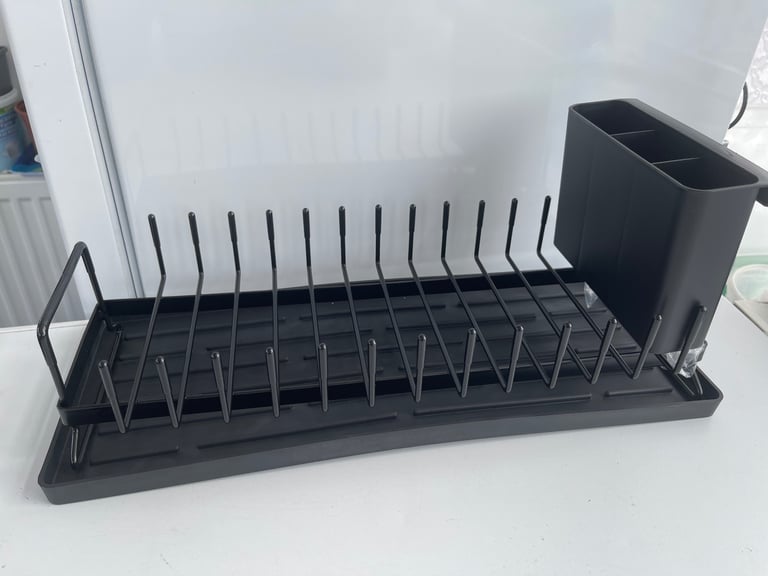 New Slimline Dish Draining Rack with Drip Tray and Cutlery Holder