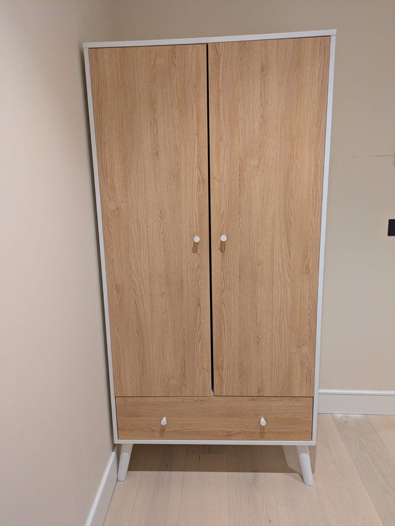 image for Made .com Larsen Double Wardrobe Oak & White 185H 92W 55D
