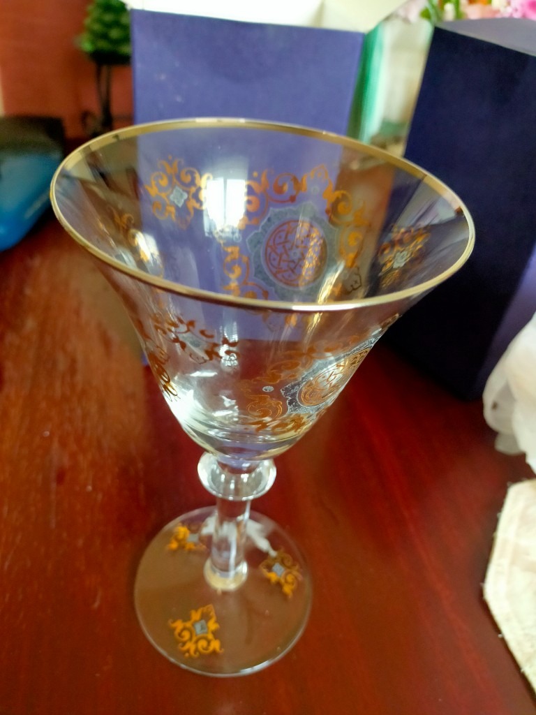 Fluted Goblet Damascene, Rimmington and Vian, National Gallery, Hand made, hand painted.
