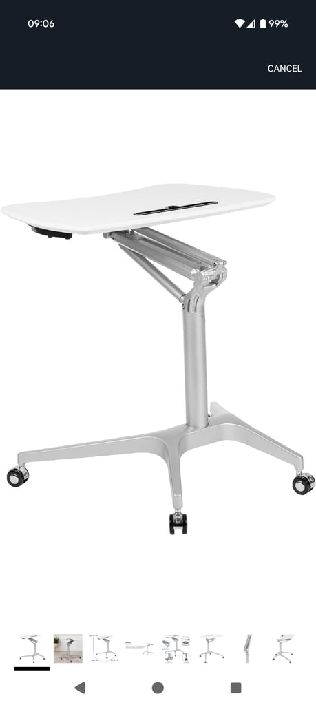 Flash Furniture Mobile Sit-Down, Stand-Up White Computer Ergonomic Desk with 28.25" W Top 
