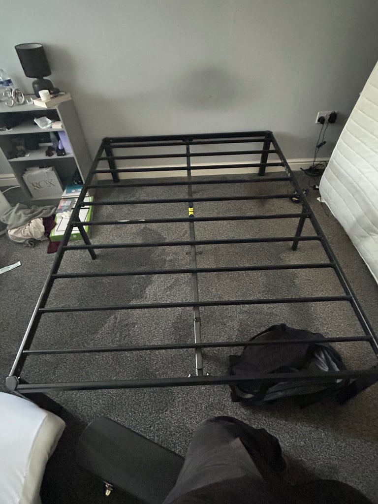 Double bed frame - black metal - all parts and instructions