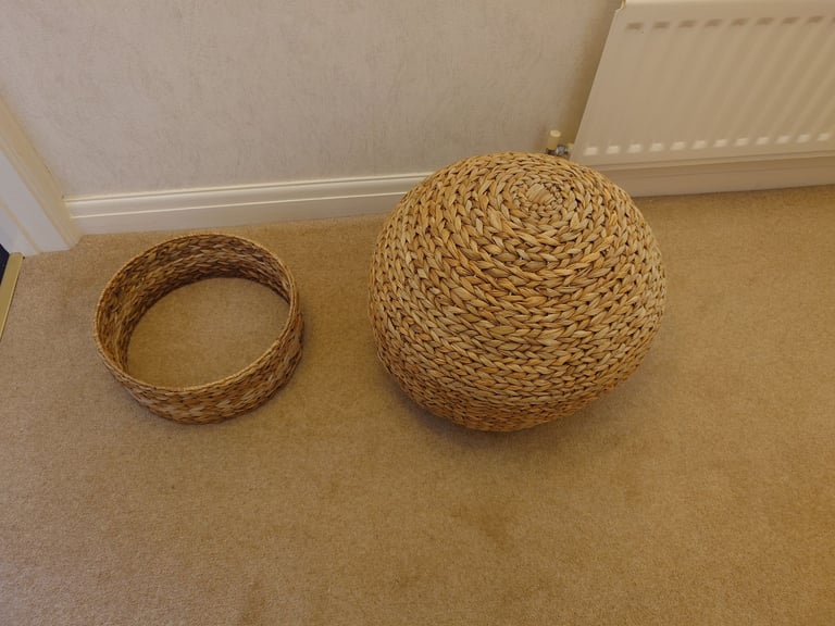 Two piece spherical wicker cat basket