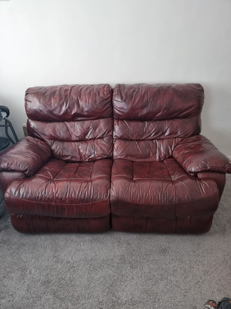 image for 2 seater and singe seater leather reclining sofas