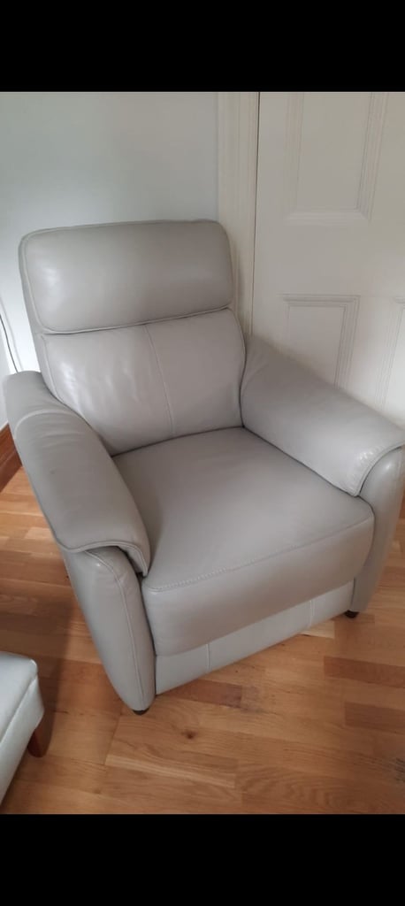 image for Grey leather arm chairs 