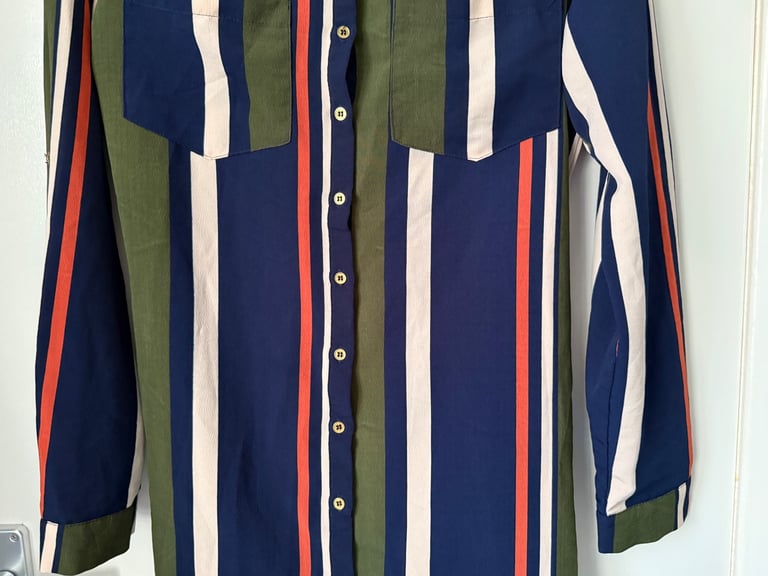 Striped multicoloured shirt dress, size 12/14