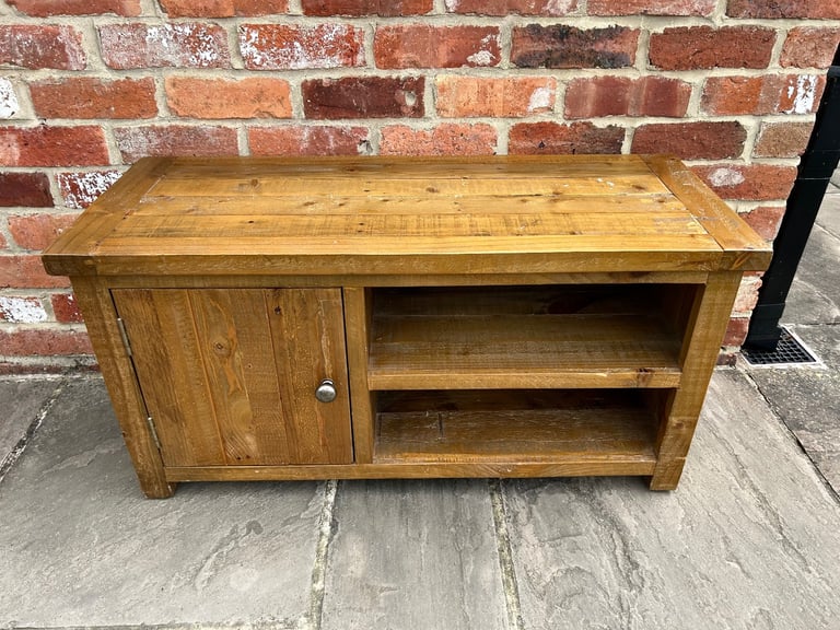 Rustic Solid Pine TV Stand - Good Condition 
