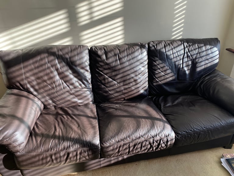 image for Free large brown leather sofa and chair 