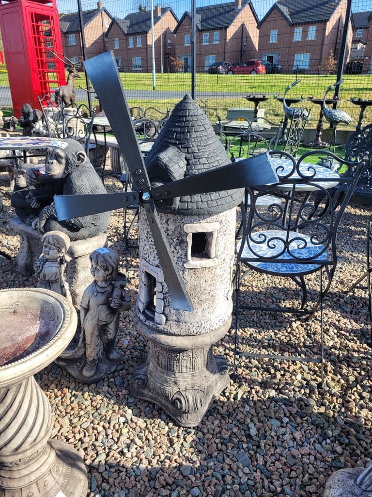 stone donkey & cart garden ornament