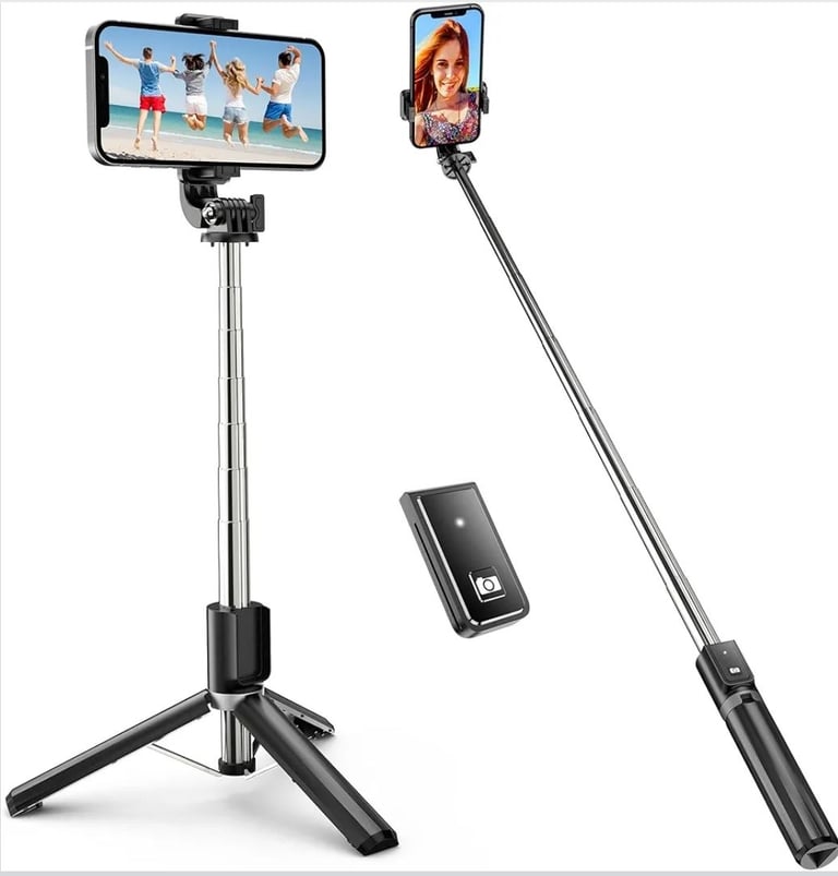 image for ATUMTEK 1m Selfie Stick Tripod, Extendable Bluetooth Selfie Stick with Wireless Remote 