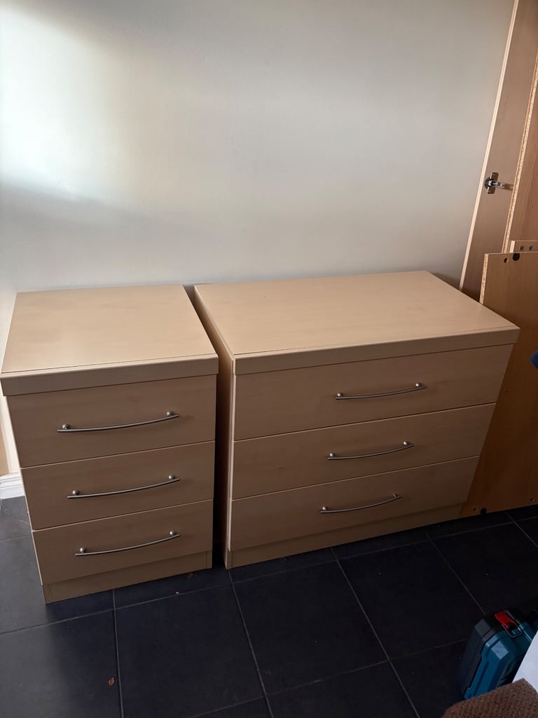 image for 3 drawer chest of drawers and 3 drawer bedside