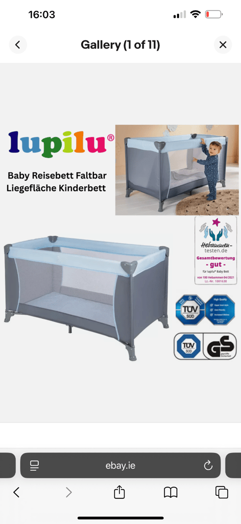 Baby travel cot