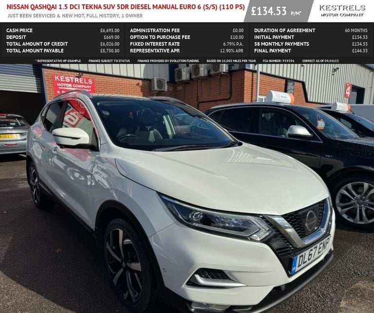 2017 Nissan Qashqai 1.5 dCi Tekna SUV 5dr Diesel Manual Euro 6 (s/s) (110 ps) HATCHBACK Diesel Ma...