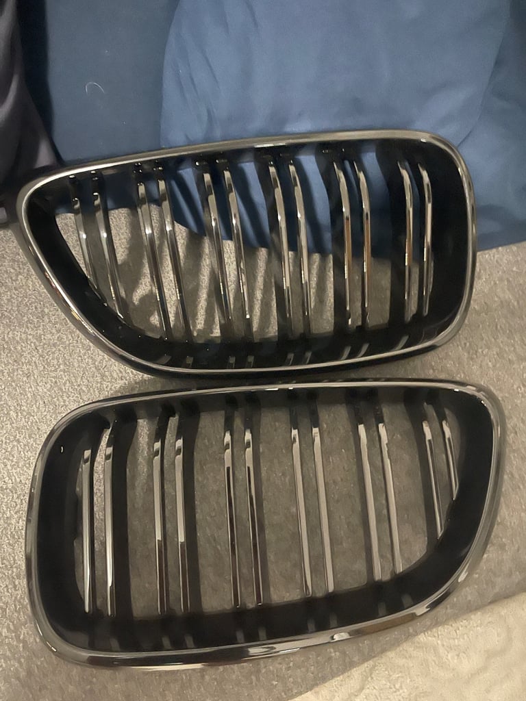 FOR BMW F22 F23 2 SERIES 14-18 FRONT KIDNEY GRILL GRILLE GLOSS BLACK DOUBLE LINE