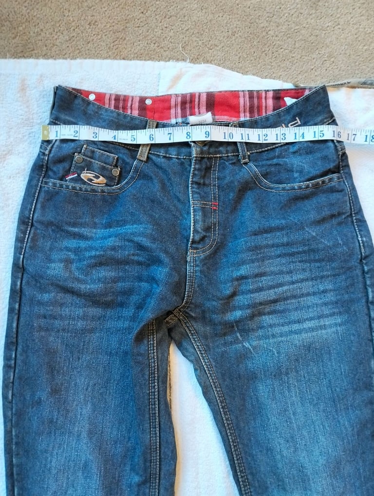 Held Mens Blue Motorcycle Aramid Lined Jeans Trousers Size M W32 L34 D30 Armour