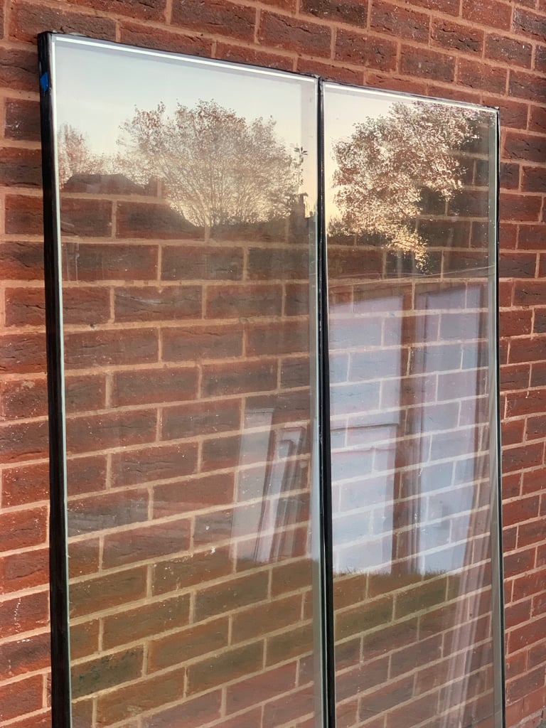 DOUBLE GLAZED TOUGHENED CLEAR GLASS PANELS X 2 IDENTICAL 63.5CM BY 175.5CM