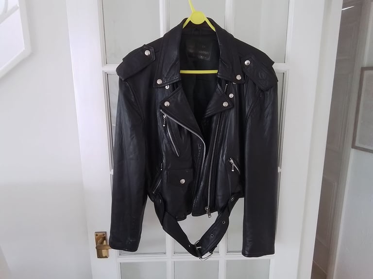 Jacket Soft Black Leather Biker Jacket Size 12-14 