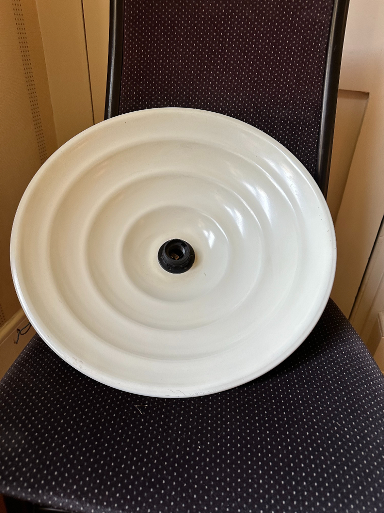 Reduced!!! £10 - Retro, white enamel ceiling pendant.
