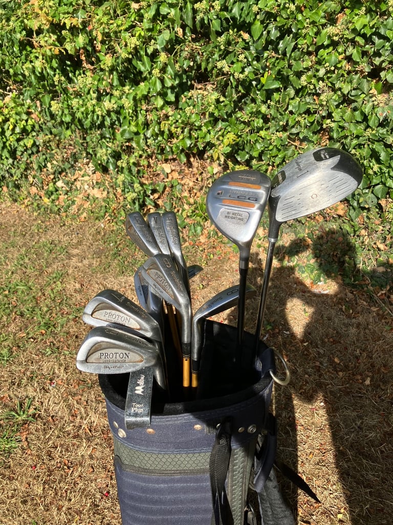 Men’s Golf Clubs Ideal Starter Set Driver 3 Wood & Irons With A Cart Bag 