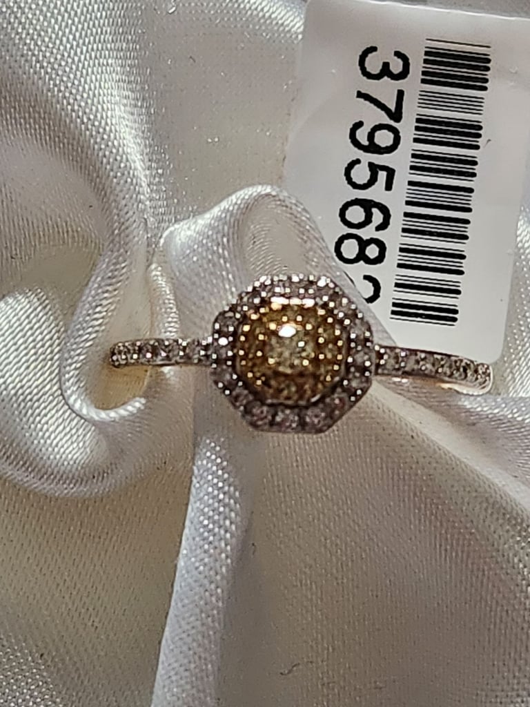 New 14Ct Gold Ring Size P Or R  Yellow Diamonds white Diamonds  
