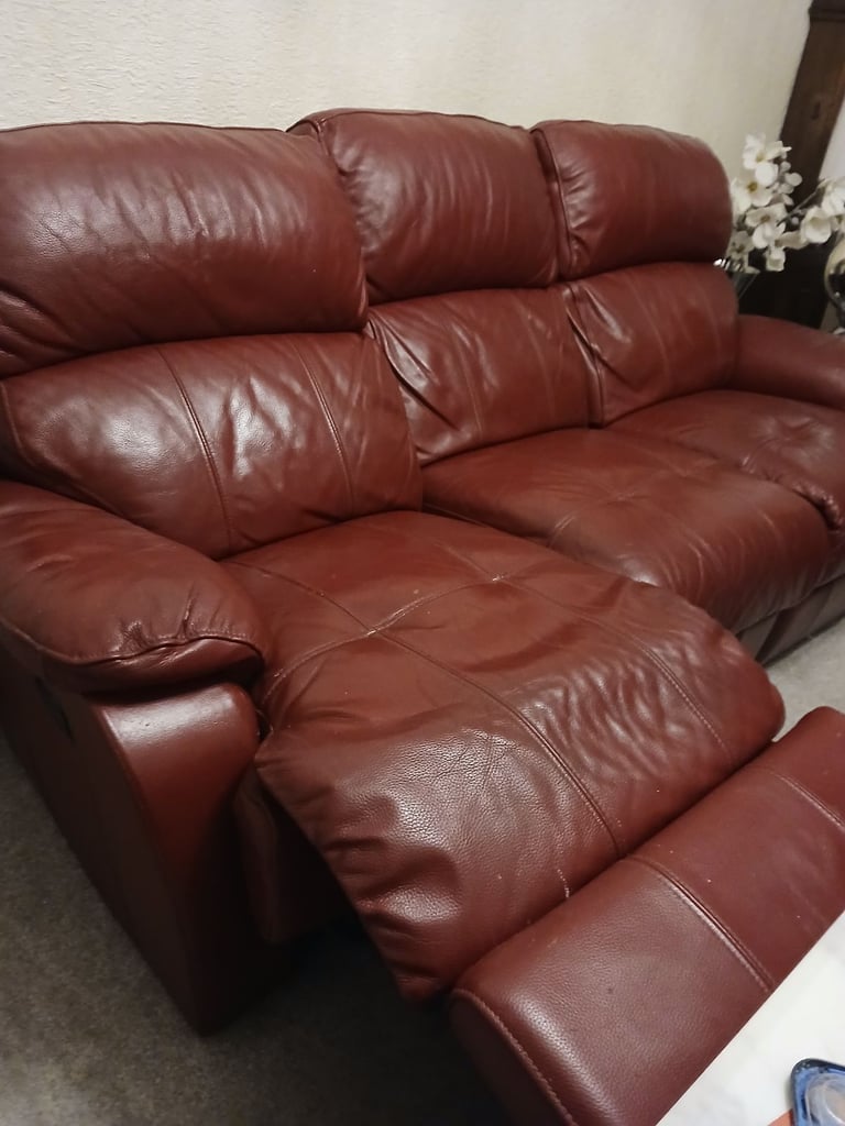 image for Leather 3 seater sofa