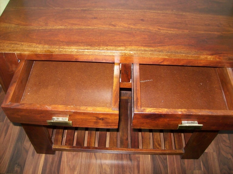 Hardwood Console Table With two drawers Good Overall   