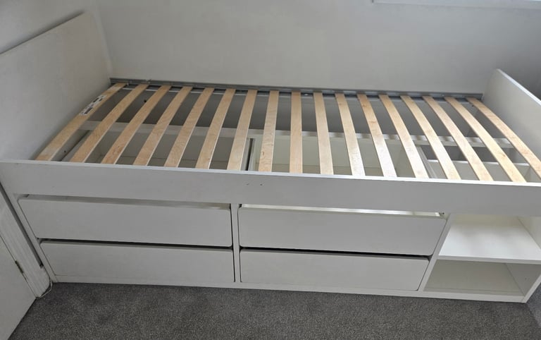 image for White single bed with storage 