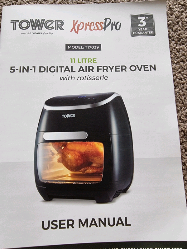 Tower 11 Litre 5-in-1 Manual Air Fryer Oven With Rotisserie