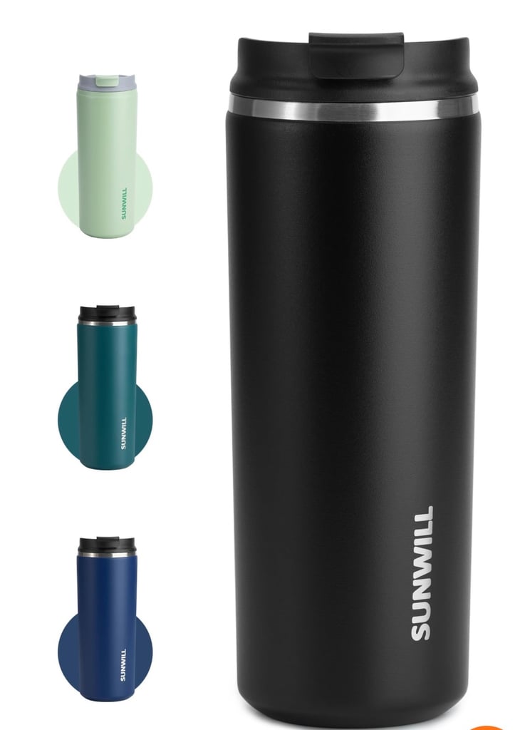 image for Leakproof Black Thermal Coffee Mug 470ml - Cupholder Friendly Travel Cup